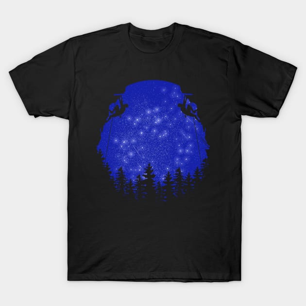 climb the cliff in the starry night sky T-Shirt by berwies